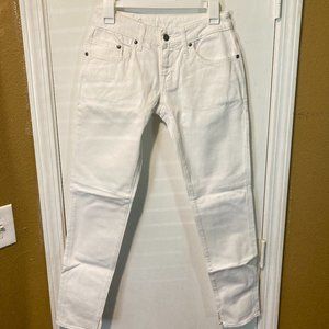 (+) People women's size 27 white denim curvy fit MATILDA stretch jeans 27x30